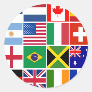 Sixteen Flags of Many Nations T-shirts, Mugs, More Classic Round Sticker