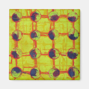 Sixteen Hot Fiery Yellow Suns Abstract Magnet