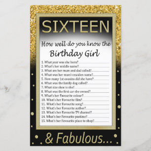 Sixteen How well do you know the birthday girl