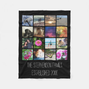 Sixteen Rounded Corners Photo Collage or Instagram Fleece Blanket