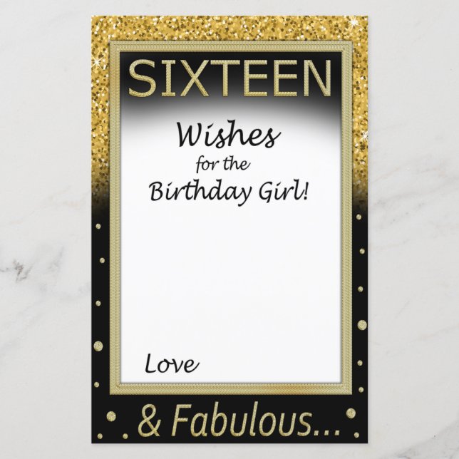 Sixteen Wishes for the birthday girl (Front)