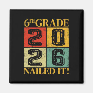 Sixth 6th Grade Grad 2026 Retro Elementary School  Magnet