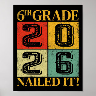 Sixth 6th Grade Grad 2026 Retro Elementary School  Poster