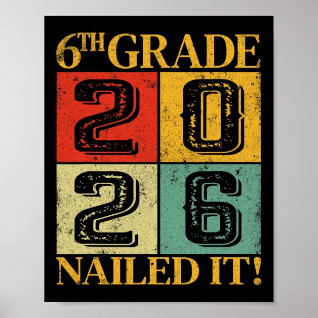Sixth 6th Grade Grad 2026 Retro Elementary School  Poster (Front)