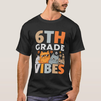 Sixth 6Th Grade Vibes Back To School Cute Cat Boys T-Shirt
