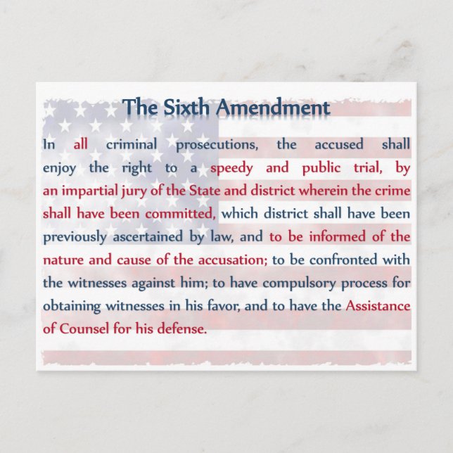 Sixth Amendment Postcard (Front)