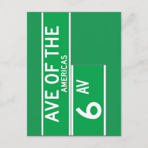 Sixth Av., New York Street Sign Postcard