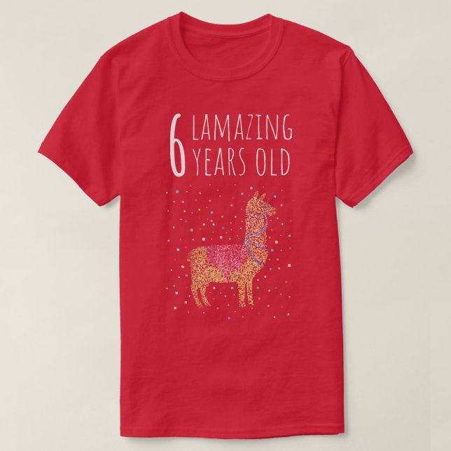 Sixth Birthday Six 6th Llama Alpaca T-Shirt (Design Front)