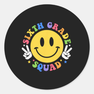 Sixth Grade Squad Byck To School Retro 6th Grade T Classic Round Sticker
