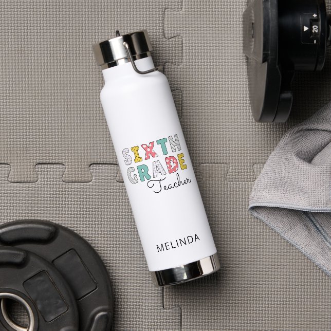 Sixth Grade Teacher Back to School Water Bottle (Gym (Rotated))