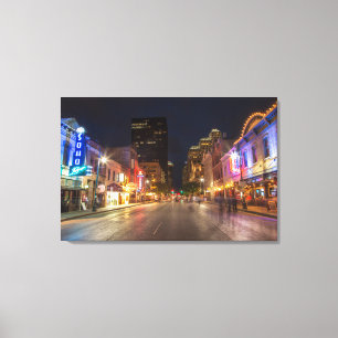 Sixth Street At Dusk In Downtown Austin, Texas Canvas Print