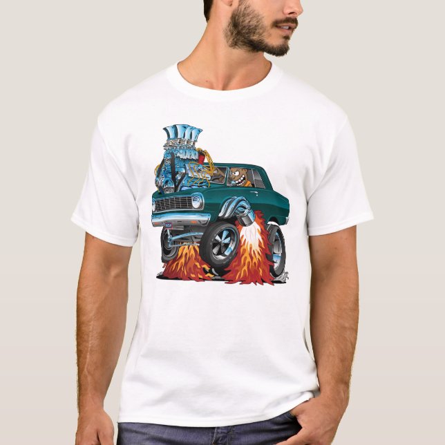 Sixties American Classic Muscle Car Cartoon T-Shirt (Front)