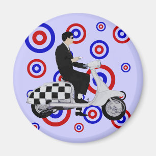 Sixties check mod scooter rider magnet
