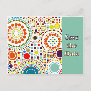Sixties Circles Save the Date Announcement Postcard