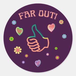 Sixties Far Out Classic Round Sticker