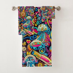 Sixties Flower Power Bath Towels Set