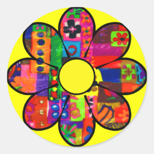 Sixties Flower Power Classic Round Sticker
