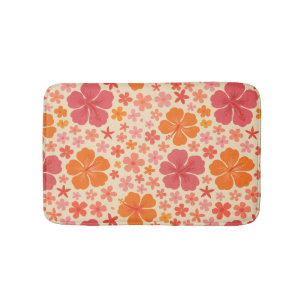 Sixties Hawaiian hibiscus pattern Bath Mat
