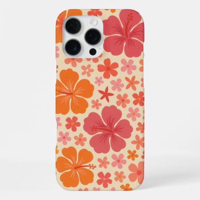 Sixties Hawaiian hibiscus pattern iPhone Case (Back)