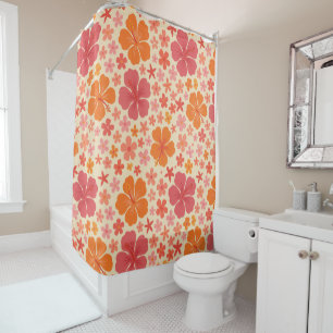 Sixties Hawaiian hibiscus pattern Shower Curtain