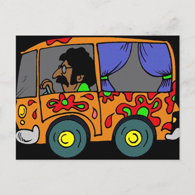 Sixties Hippie Van Postcard (Front)
