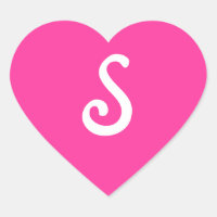 Sixties Lipstick Pink Monogrammed Heart Sticker