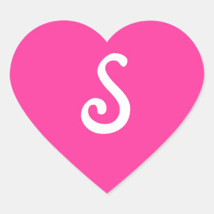 Sixties Lipstick Pink Monogrammed Heart Sticker