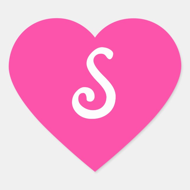 Sixties Lipstick Pink Monogrammed Heart Sticker (Front)
