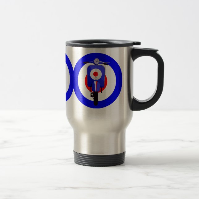 Sixties Look Scooter on Mod Target Travel Mug (Right)