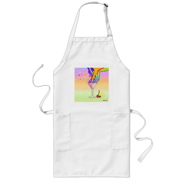SIXTIES POP ART STYLE MARTINI LONG APRON (Front)