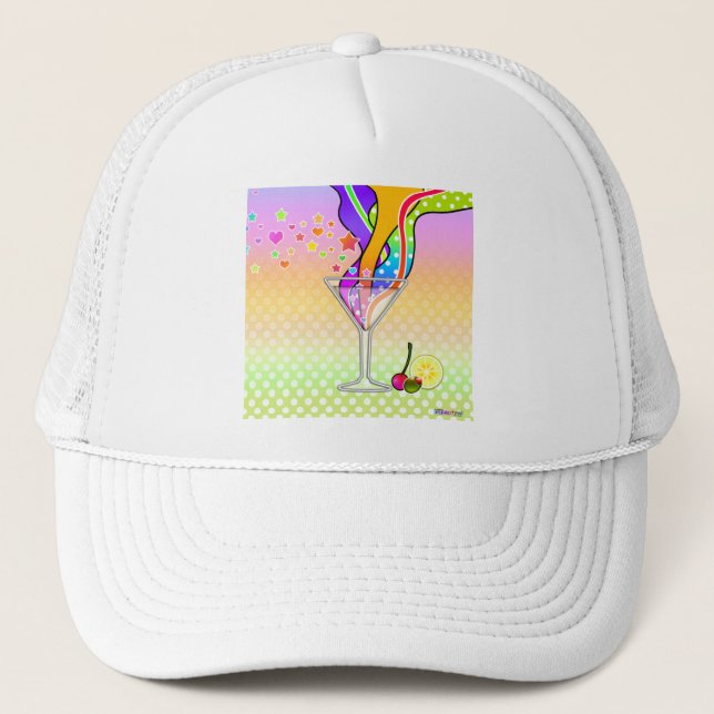 SIXTIES POP ART STYLE MARTINI TRUCKER HAT (Front)