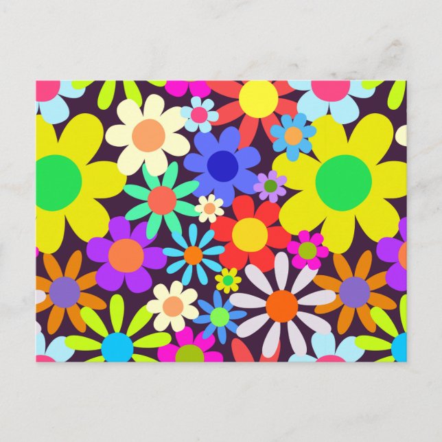 Sixties Retro Country Floral Daisy Field Postcard (Front)