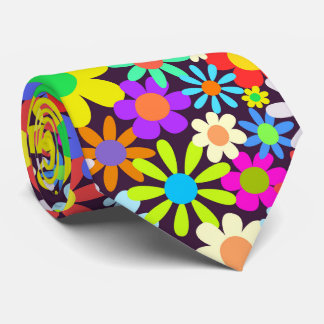Sixties Retro Country Floral Daisy Field Tie