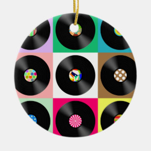 Sixties Retro Vintage Vinyl Record Pop Art Ceramic Tree Decoration