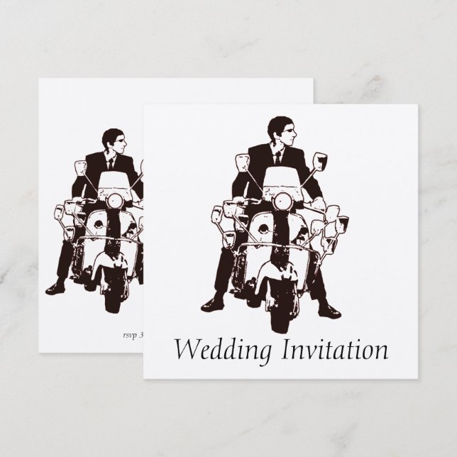 Sixties Scooter Boy Wedding Invitations (Front/Back)