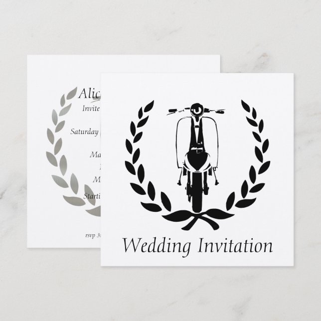 Sixties Scooter Boy Wedding Invitations (Front/Back)