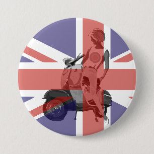 Sixties scooter girl art 7.5 cm round badge