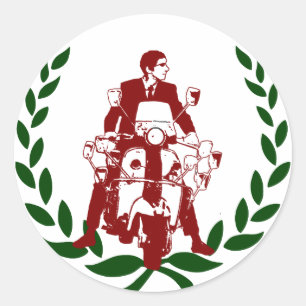 Sixties Scooter Rider Italia Classic Round Sticker
