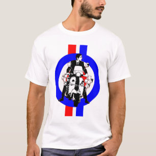 Sixties Scooter Rider on  target and stripes T-Shirt
