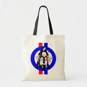 Sixties Scooter Rider on  target and stripes Tote Bag