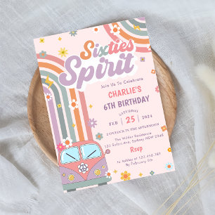 Sixties Spirit Groovy Daisy 1st Birthday Party Invitation