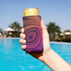Sixties Vibe Circles & Swirls Cool Pattern Seltzer Can Cooler