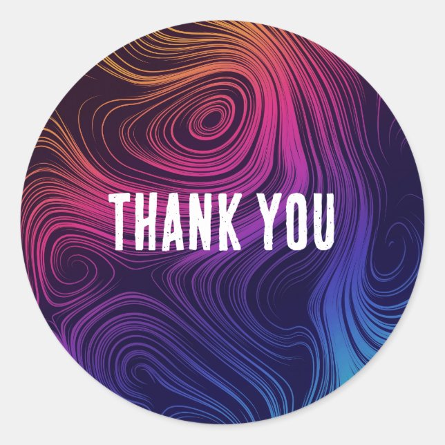 Sixties Vibe Circles & Swirls Cool Thank You Classic Round Sticker (Front)