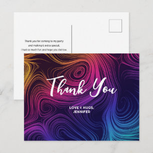 Sixties Vibe Circles & Swirls Pattern Thank You Postcard