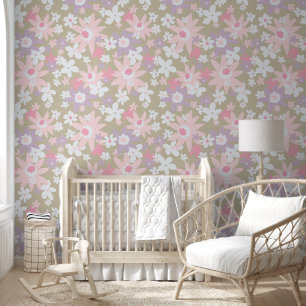 Sixties vinatage flower wallpaper