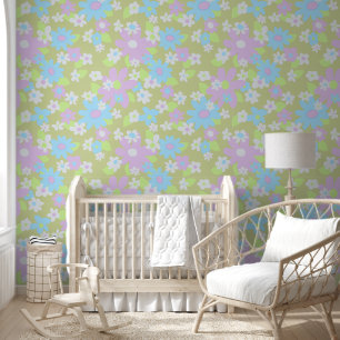 Sixties vintage flower wallpaper