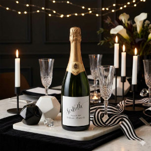 Sixtieth Birthday Elegant Black Script Personalise Sparkling Wine Label