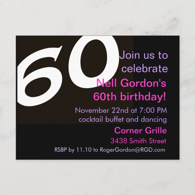 Sixtieth Birthday Party Invitation 60th (Front)