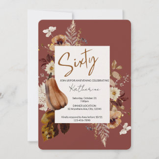 Sixtieth Birthday Party Invitation, Golden Harvest Invitation