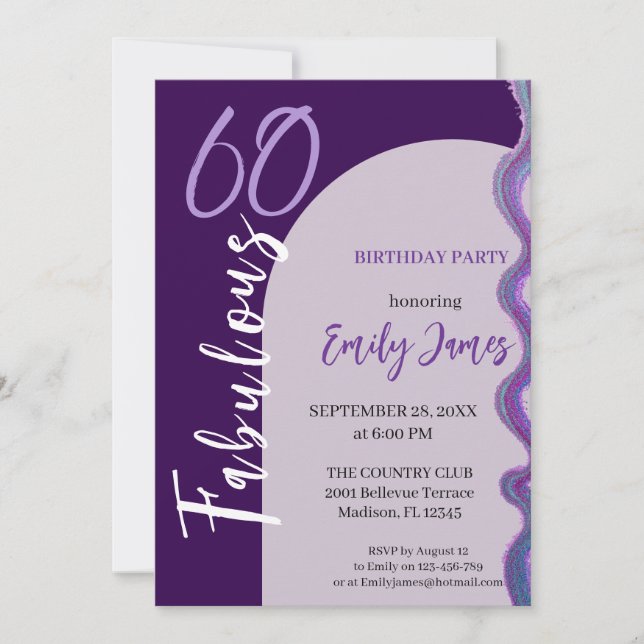 Sixty 60th Birthday Invitation For Woman (Front)